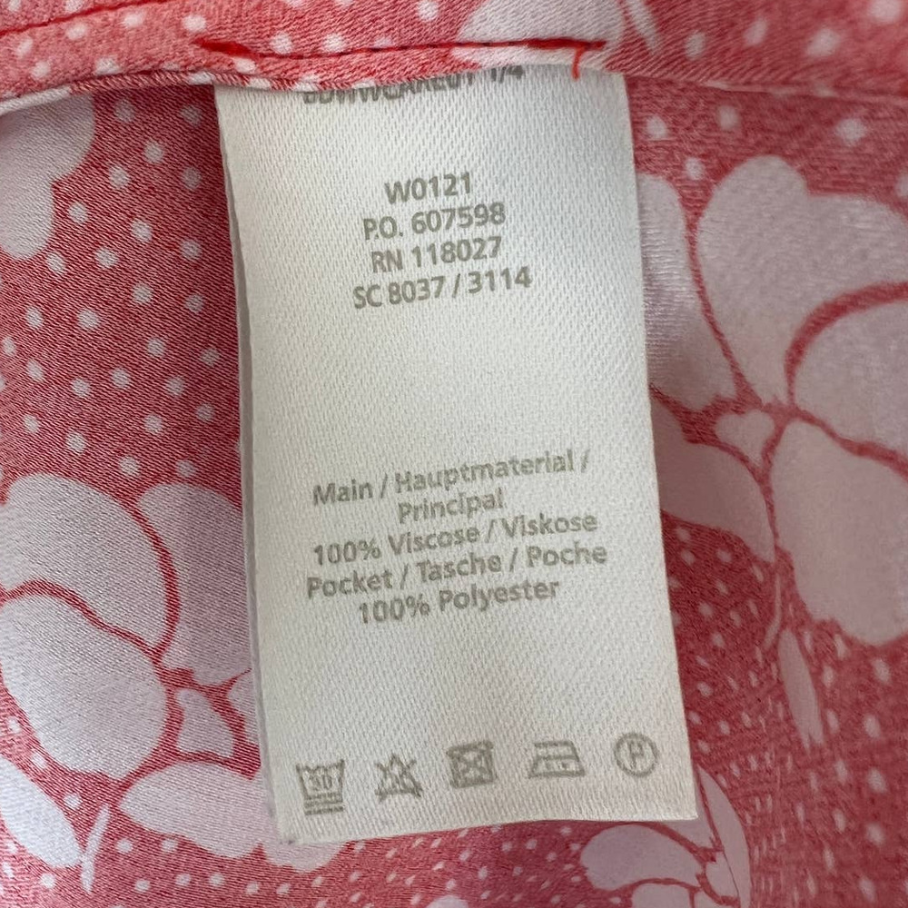 Boden Women's Size 10R Orange White Midi Dress Pockets Crepe Floral - Picture 9 of 10